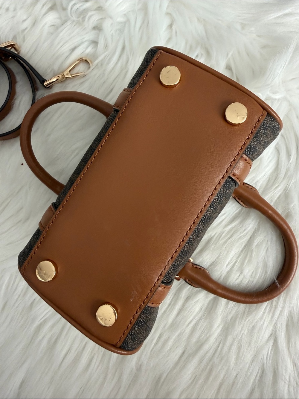 Michael Kors Brown/Tan Logo Bedford Legacy extra small with Gold Hardware - Picture 5 of 11